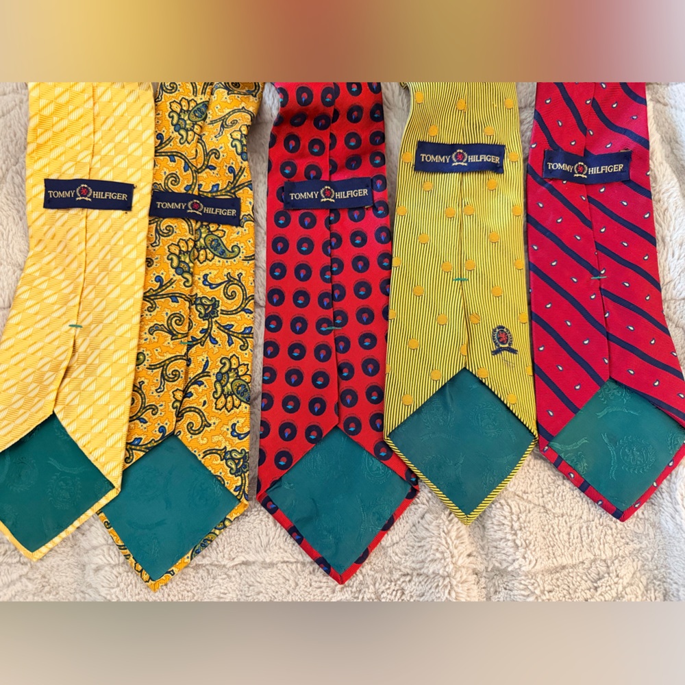 Lot of 6 beautiful two toned Tommy Hilfiger 58” 100% silk tie EUC - Picture 8 of 15